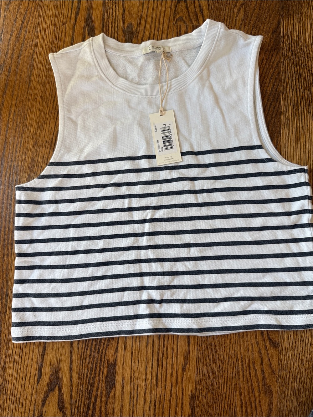 Z Supply Women's Striped Crop Tank Top - White & Black